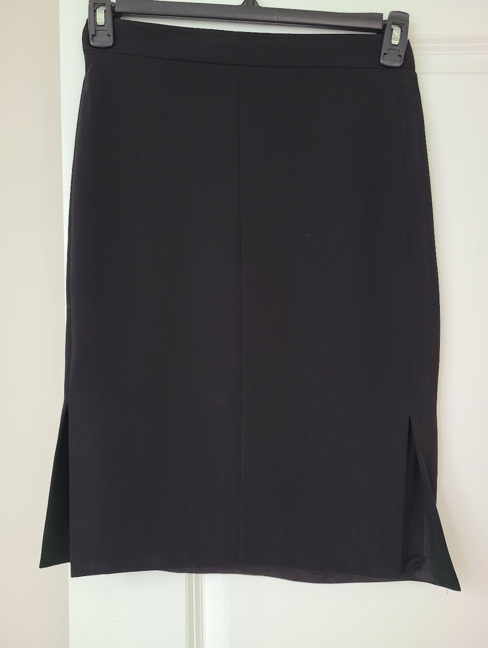 J.Crew Black Double Front Slit Knee Length Skirt